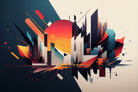 Abstract shape background, geometric colorful backdrop. Abstract layout design, generative ai.の素材