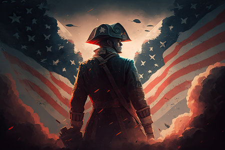 The Independence Day background, 4th July holiday celebration illustration. Generative AI.の素材