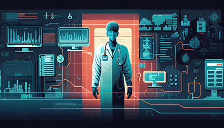 Medicine healthcare background, public health med illustration. Generative AI.の素材