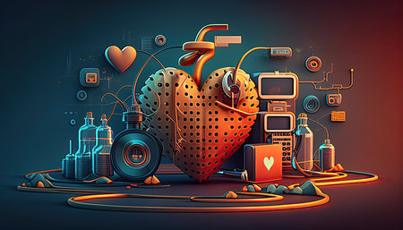 Medicine healthcare background, public health med illustration. Generative AI.の素材