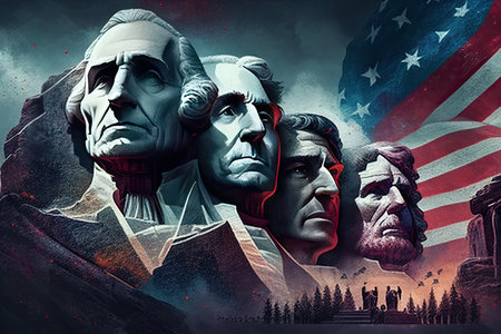 Presidents Day Holiday Weekend illustration. Generative AI.の素材