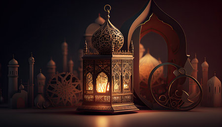 Ramadan Islam Holiday Religion illustration, generative ai.の素材
