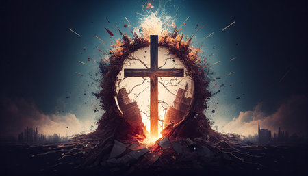 Abstract religion background with symbol, generative AI.の素材