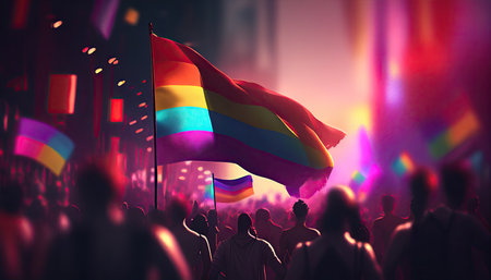 LGBT Community Pride Background Illustration, Rainbow Flag Colors. Generative AI.の素材