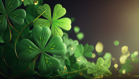 Happy St Patricks Day Background Holiday Illustration. Green Saint Patrick Generative AI design.の素材