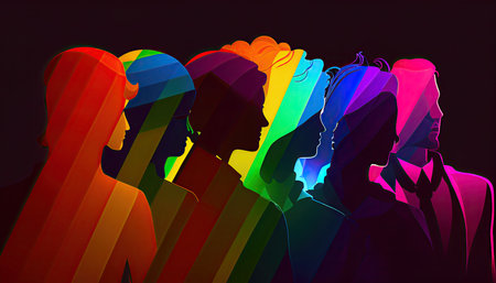LGBT Community Pride Background Illustration, Rainbow Flag Colors. Generative AI.の素材