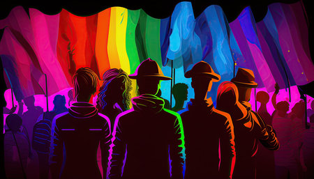 LGBT Community Pride Background Illustration, Rainbow Flag Colors. Generative AI.の素材