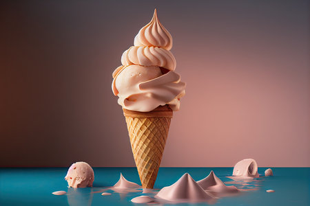 Ice Cream Illustration Background. Generative AI.の素材