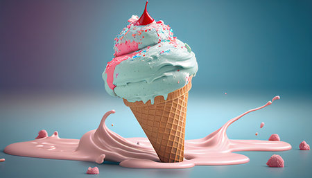 Ice Cream Illustration Background. Generative AI.の素材