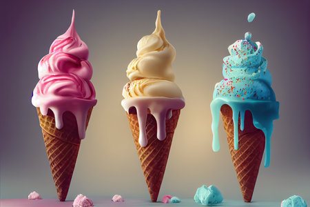 Ice Cream Illustration Background. Generative AI.の素材