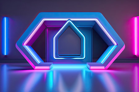 Purple Neon Abstract Background Generative AI.の素材