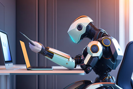 Robot with AI Work in Office.の素材