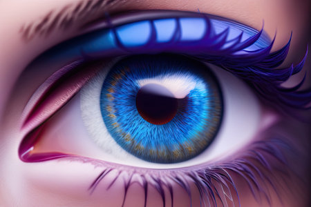 Beautiful Human Blue Eye Macro. Generative AI.の素材