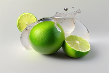 Green Lime Fresh Fruit Illustration.の素材