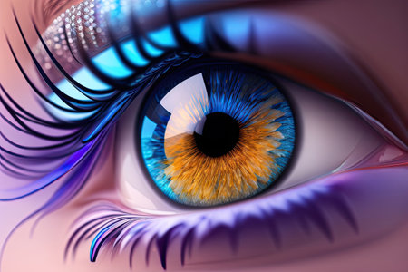Beautiful Human Blue Eye Macro. Generative AI.の素材
