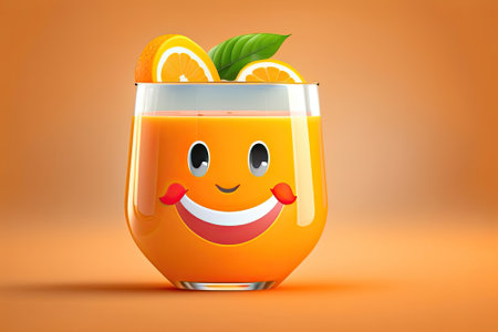 Cheerfull Orange Juice Glass Generative AI.の素材