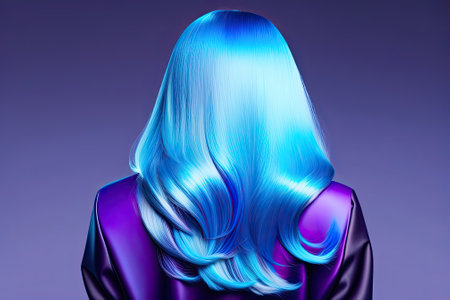 Beauty Fashion Industry Woman Portrait with Blue Hair.の素材