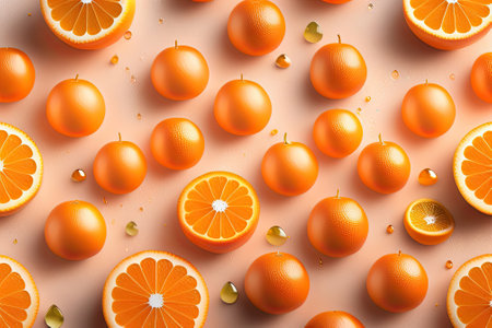 Orange Fresh Fruit Illustration Flat Lay.の素材