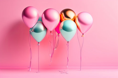 Balloons on Pink Background with Copy Space.の素材