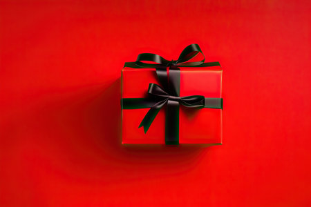 Black Friday sales. Big Red Box Top View Generative AI.の素材