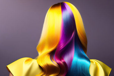 Beauty Fashion Industry Woman Portrait with Yellow Hair.の素材