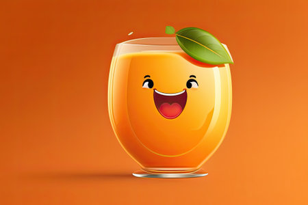 Cheerfull Orange Juice Glass Generative AI.の素材
