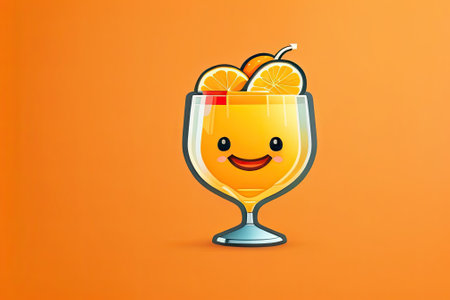 Cheerfull Orange Juice Glass Generative AI.の素材
