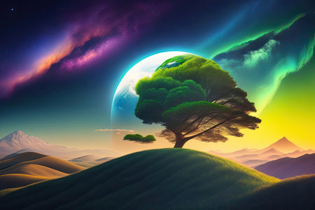 Earth Day Concept. Green Illustration Generative AI.の素材