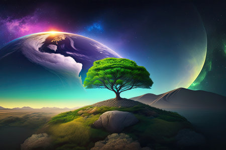 Earth Day Concept. Green Illustration Generative AI.の素材