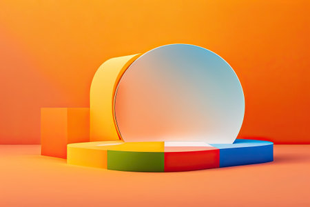 Colorful Scene Podium Pedestal Copy Space.の素材