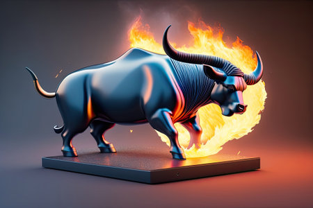 Bull Market Illustration Bull Head Fire.の素材
