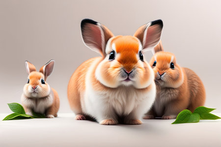 Cute Baby Rabbit on White Background.の素材