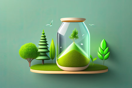 Hourglass with Eco Green Generative AI.の素材