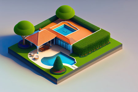 Isometric House Design Generative AI.の素材