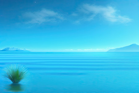Blue Abstract Nature Landscape Background. Generative AI.の素材