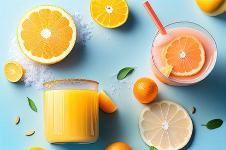 Citrus Juice Orange Cocktail in Glass. Generative AI.の素材