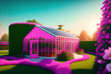 Pink Architecture Building Outdoor in Summer.の素材
