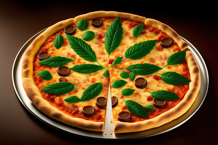 Cannabis Round Pizza with Cheese.の素材