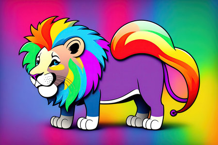 Cartoon Lion Character Design Illustration.の素材