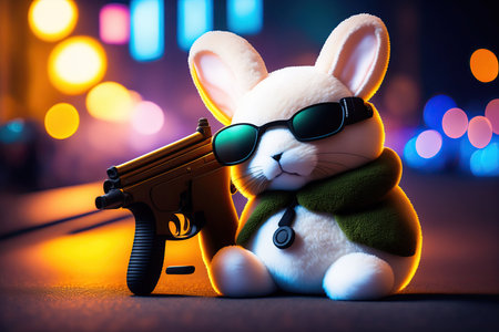 Plush Toy Rabbit with Gun.の素材