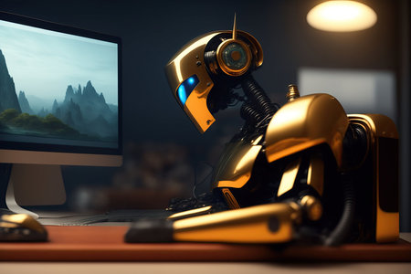 Robot at Work. computer service.の素材