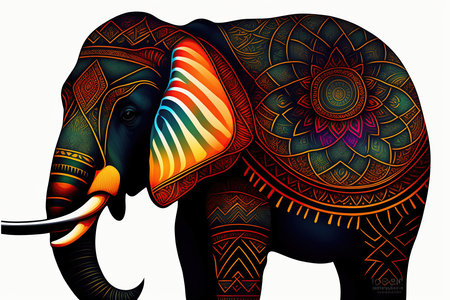 Big Elephant with Body Texture Design.の素材