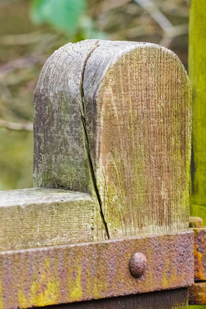 Old Wooden Country Gate : Hinge And Postの写真素材