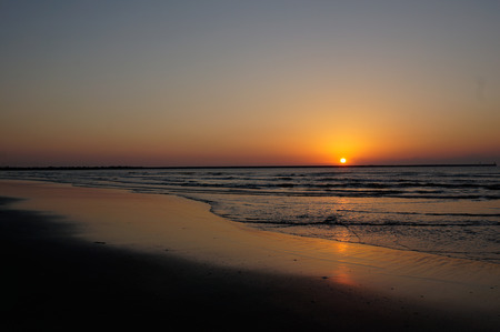 Morning glow of Oaraiの写真素材