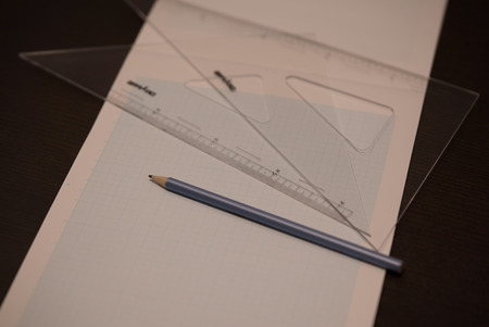 rulers and a pencilの写真素材