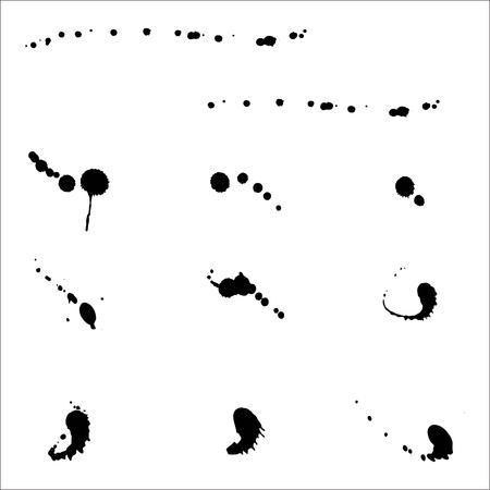 Vector set of ink splashes and ink blots. Grunge style design element.のイラスト素材