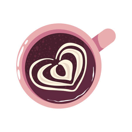 Top view cup of cappuccino in cartoons flat style.のイラスト素材