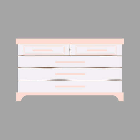 Bedroom furniture - commodes in flat cartoon style. Cute shelf in Scandinavian style. Vector...