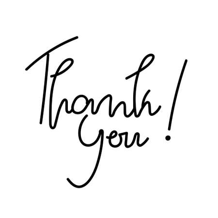 Thank You handwritten quote or phrase. Vector inscription thank you, isolated on white background. Hand drawn slogan.のイラスト素材
