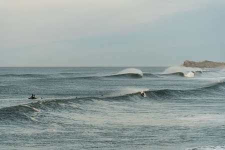 Surfing spot in a nice autumn evening in Cantabria, north Spain